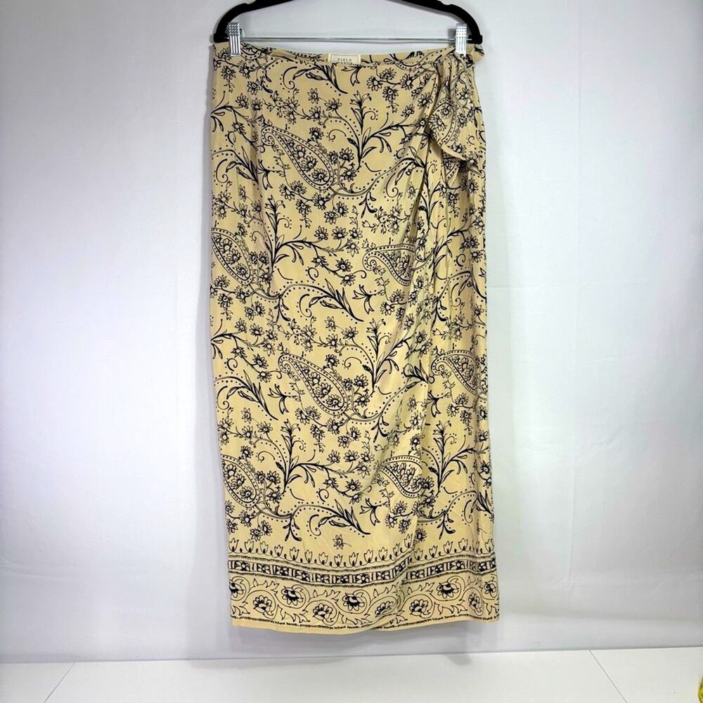 NWT Field Manor Floral Beige Maxi Wrap Skirt Size 10 PP0817